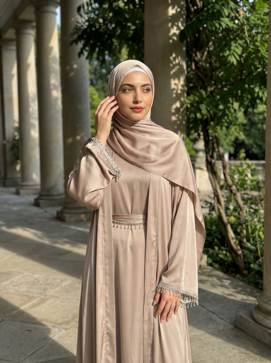 Nūr Amal – Satin Abaya & Matching Hijab