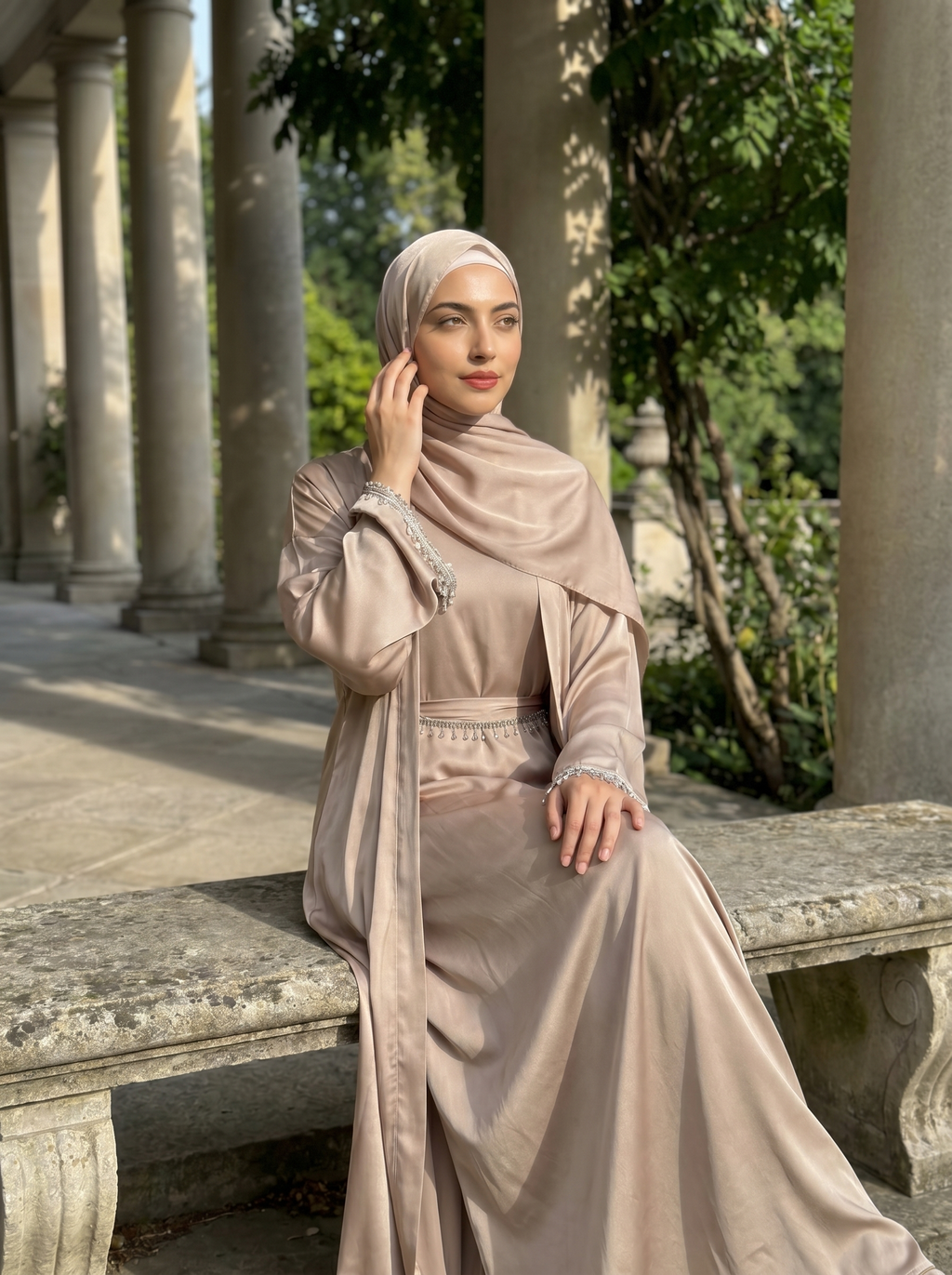 Nūr Amal – Satin Abaya & Matching Hijab